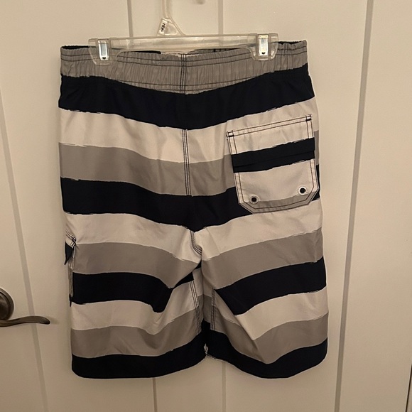 Joe Fresh Kids Swim Trunks - Navy, White and Gray Stripes - Picture 3 of 5